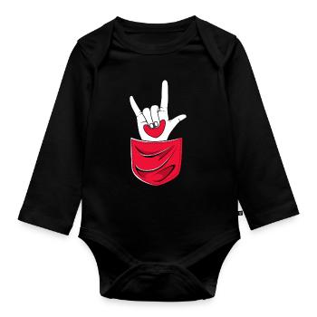 Langue des signes ASL sourd - Body Bébé bio manches longues - noir - Devant