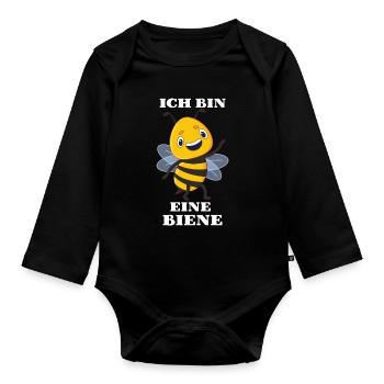 Ich Bin Eine Biene Imkerin Bienenflüsterin - Baby Bio-Langarm-Body - Schwarz - Vorne