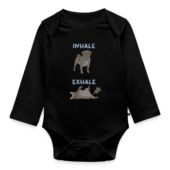Inspirer, Expirer - Carlin, Yoga, Exercice, Sports canins - Body Bébé bio manches longues - noir - Devant