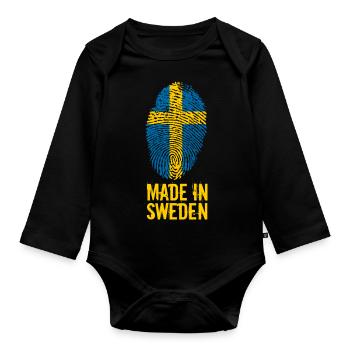 Made In Sweden / Schweden / Sverige - Baby Bio-Langarm-Body - Schwarz - Vorne