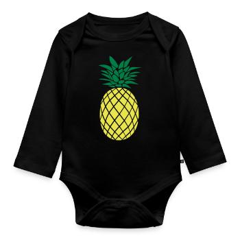 ANANAS STYLIZED - Organic Longsleeve Baby Bodysuit - black - Front
