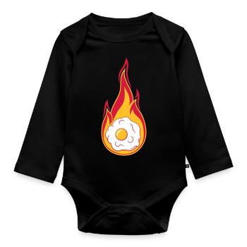 heiss feuer flammen brennen fackel spiegelei koche - Baby Bio-Langarm-Body - Schwarz - Vorne