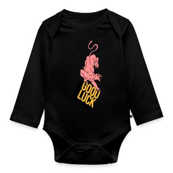 GOOD LUCK | Retro | Vintage | design - Organic Longsleeve Baby Bodysuit - black - Front