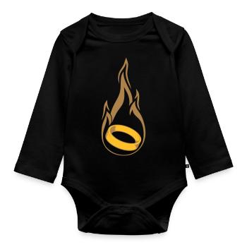 hot burn flame torch marry ring ho - Organic Longsleeve Baby Bodysuit - black - Front
