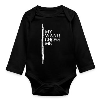 My Wand Chose Me Shirt Flute Player Sweatshirt Fun - Baby Bio-Langarm-Body - Schwarz - Vorne