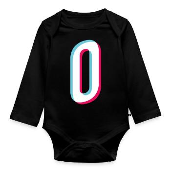 O - lettre O - Body Bébé bio manches longues - noir - Devant