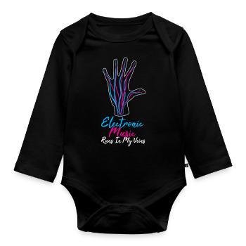 Electronic music - Organic Longsleeve Baby Bodysuit - black - Front
