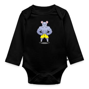 Muscular mouse - Organic Longsleeve Baby Bodysuit - black - Front