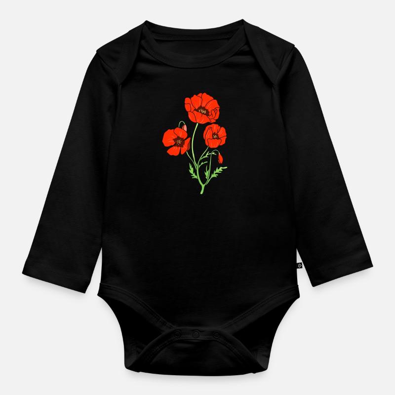 Coquelicot - Body Bébé bio manches longues - noir