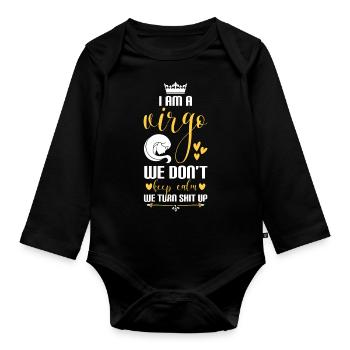Virgo Zodiac Characteristics August - Organic Longsleeve Baby Bodysuit - black - Front