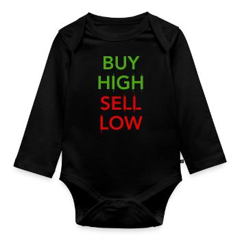 Buy High Sell low - Trading Fun - Baby Bio-Langarm-Body - Schwarz - Vorne