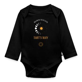 Because I'm A Leon That's Why - Organic Longsleeve Baby Bodysuit - black - Front