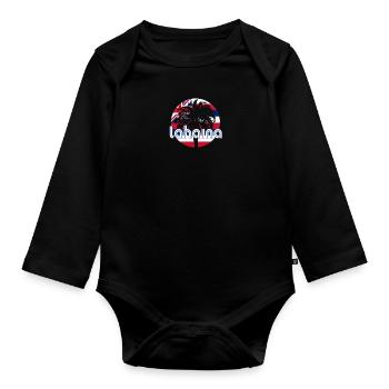 Lahaina Maui Hawaii Drapeau hawaïen Palmier indigène - Body Bébé bio manches longues - noir - Devant