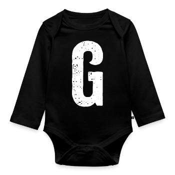 G Letter - Organic Longsleeve Baby Bodysuit - black - Front