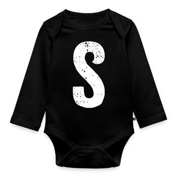 Lettre S - Body Bébé bio manches longues - noir - Devant