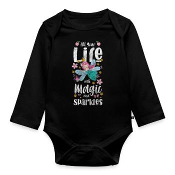 Fantaisie Enfant Princesse Fille - Body Bébé bio manches longues - noir - Devant