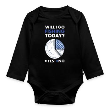Fisher Will I Go Fishing Today - Baby Bio-Langarm-Body - Schwarz - Vorne