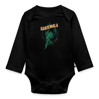 Quetzalcoatl Vogel Tropisch Antigua Guatemala - Baby Bio-Langarm-Body - Schwarz - Vorne