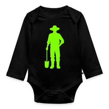 Farmer Farmer Icon - Organic Longsleeve Baby Bodysuit - black - Front