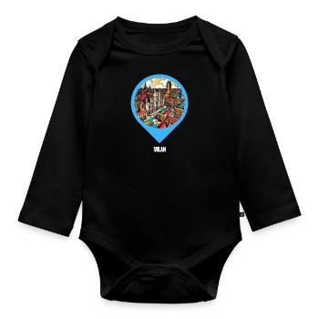 AI design work: Milan, Italy in a modern style - Organic Longsleeve Baby Bodysuit - black - Front