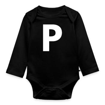 P - Organic Longsleeve Baby Bodysuit - black - Front
