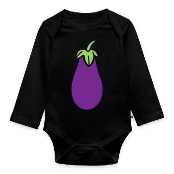 Aubergine - Baby Bio-Langarm-Body - Schwarz - Vorne