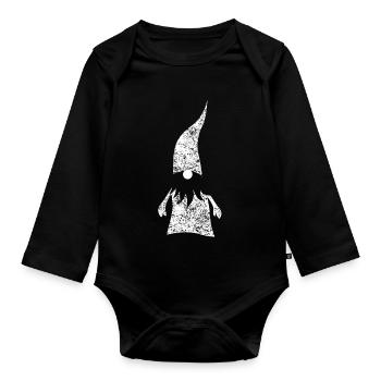 Wichtel Grunge weiß minimalistisch Weihnachten - Baby Bio-Langarm-Body - Schwarz - Vorne