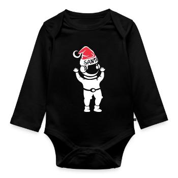 astronaute Noël père Noël espace de Noël - Body Bébé bio manches longues - noir - Devant