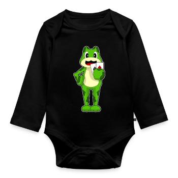 Frosch Poker Pokerkarten - Baby Bio-Langarm-Body - Schwarz - Vorne