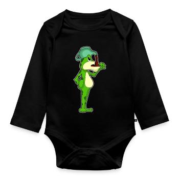 Frog Coffee Coffee Pot - Organic Longsleeve Baby Bodysuit - black - Front