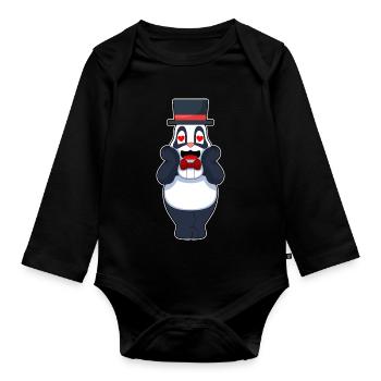 Panda Bräutigam Herz Hochzeit - Baby Bio-Langarm-Body - Schwarz - Vorne