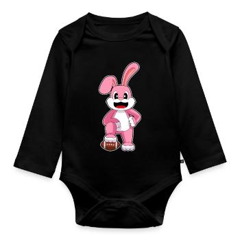 Rabbit American Football Sports - Organic Longsleeve Baby Bodysuit - black - Front