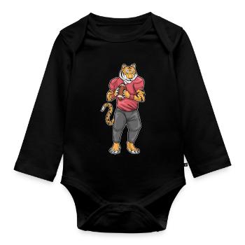 Tiger American Football Sport - Baby Bio-Langarm-Body - Schwarz - Vorne