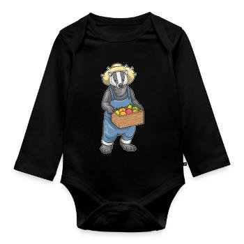 Badger Farmer Fruit Farm - Organic Longsleeve Baby Bodysuit - black - Front