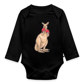 Kangaroo Boxer Boxing Gloves Boxing - Organic Longsleeve Baby Bodysuit - black - Front