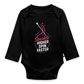 Baton Twirler Majorette Captain Squad Club - Organic Longsleeve Baby Bodysuit - black - Front