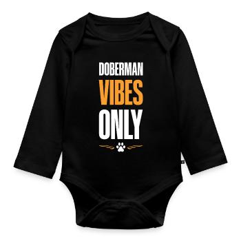 Dobermann Vibes Only - Baby Bio-Langarm-Body - Schwarz - Vorne