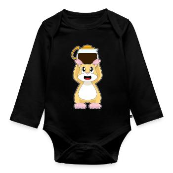 Hamster Coffee Coffee Pot - Organic Longsleeve Baby Bodysuit - black - Front