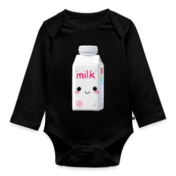 Milch Kawaii - Baby Bio-Langarm-Body - Schwarz - Vorne