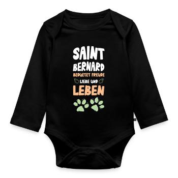 Saint Bernard Liebe und Leben - Baby Bio-Langarm-Body - Schwarz - Vorne