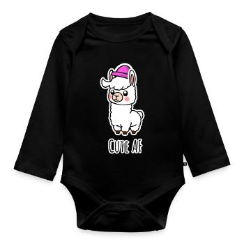 Cute AF Llama Baby or Alpaca - Organic Longsleeve Baby Bodysuit - black - Front