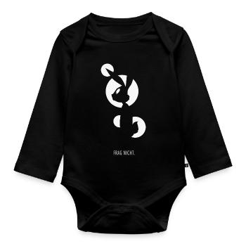 Frag nicht Lustiger Hase Spruch - Baby Bio-Langarm-Body - Schwarz - Vorne