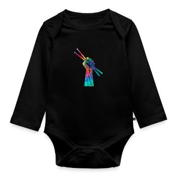 Drummer Drummer Gift Vintage - Organic Longsleeve Baby Bodysuit - black - Front