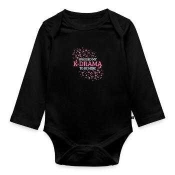 K-Drama K-Pop Fan Gift Korean - Organic Longsleeve Baby Bodysuit - black - Front