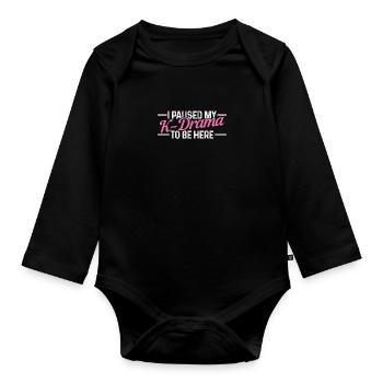K-Drama Korea Funny K-Pop Fan - Organic Longsleeve Baby Bodysuit - black - Front