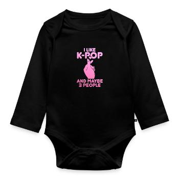 K-Pop Fan cadeau musique pop coréenne - Body Bébé bio manches longues - noir - Devant