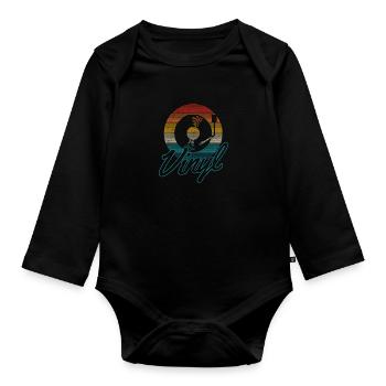 Vinyl Record Vintage DJ Gift - Organic Longsleeve Baby Bodysuit - black - Front