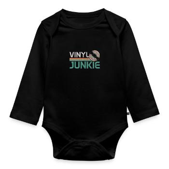 Vinyl Schallplatte Sammler DJ Geschenk - Baby Bio-Langarm-Body - Schwarz - Vorne