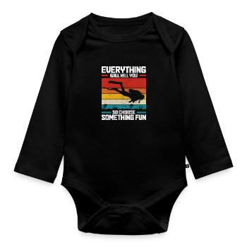 Plongée drôle Vintage Diver cadeau - Body Bébé bio manches longues - noir - Devant