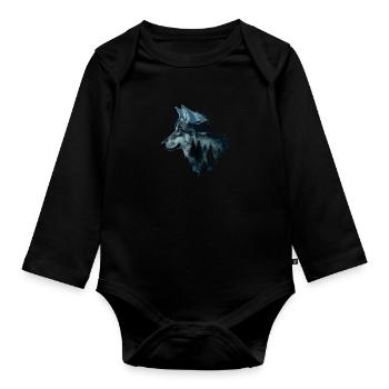 Wolf Natur Camping Wandern Geschenk - Baby Bio-Langarm-Body - Schwarz - Vorne